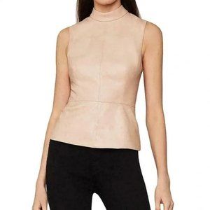 BCBGMaxAzria Faux Leather Peplum Top